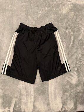 Adidas Mens AeroReady 3 Stripe Athletic Training Workout Shorts Black Gray